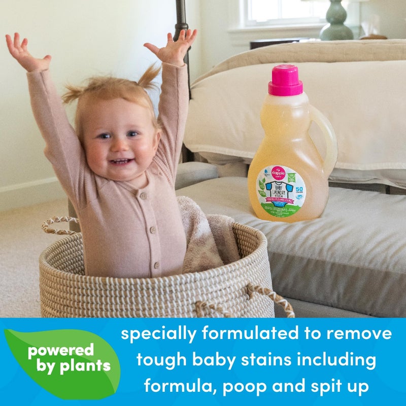 Dapple Baby Laundry Detergent, Powered by Plants, Concentrated, Hypoallergenic, Stain Remover, Fragrance Free, 50 Fl Oz (1 Pack) - Image 3